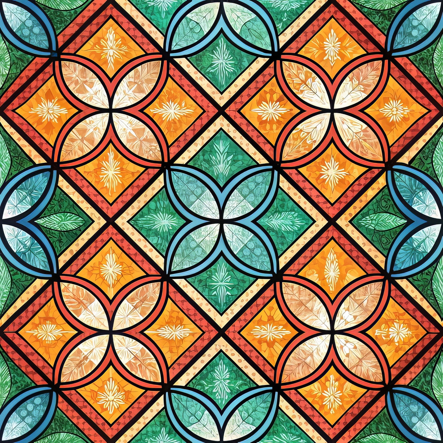 Stained Mosaic Glass Pattern 11 Quilting Cotton Fabric