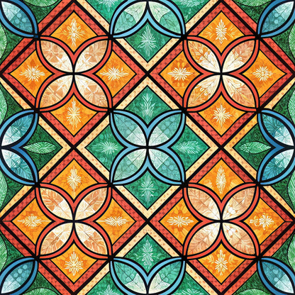 Stained Mosaic Glass Pattern 11 Quilting Cotton Fabric