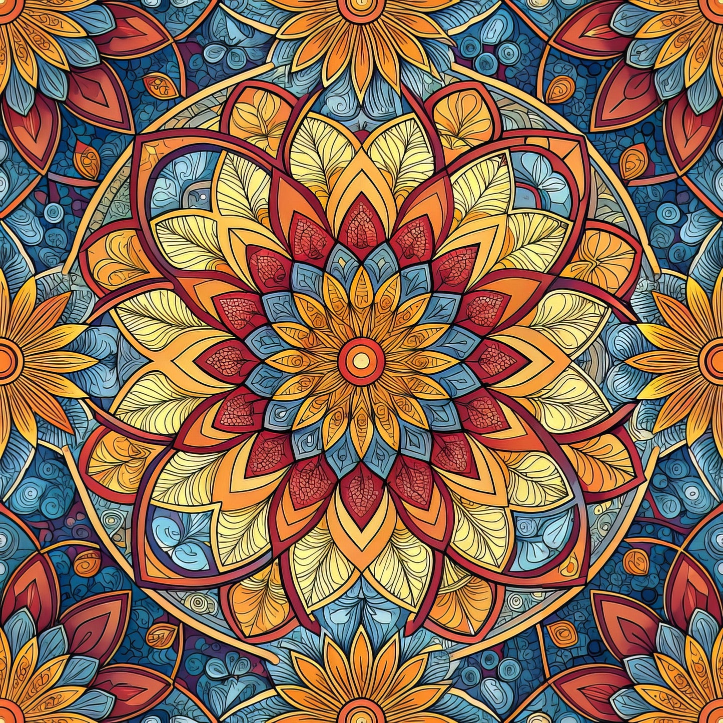 Stained Mosaic Glass Pattern 6 Quilting Cotton Fabric