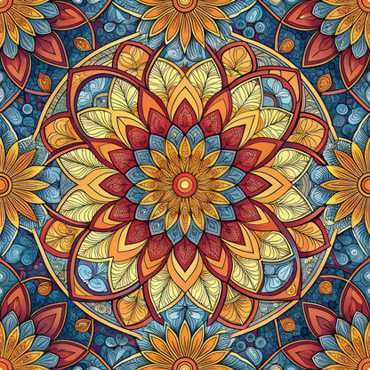 Stained Mosaic Glass Pattern 6 Quilting Cotton Fabric