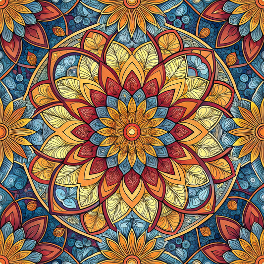 Stained Mosaic Glass Pattern 6 Quilting Cotton Fabric