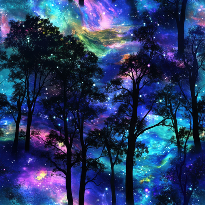 Nebula Forest Pattern 18 Minky Fabric