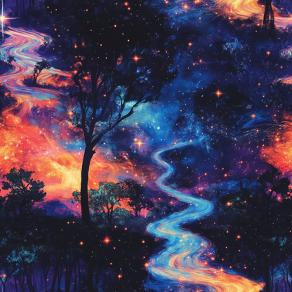 Nebula Forest Pattern 27 Minky Fabric