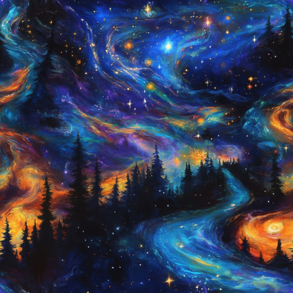 Nebula Forest Pattern 29 Minky Fabric