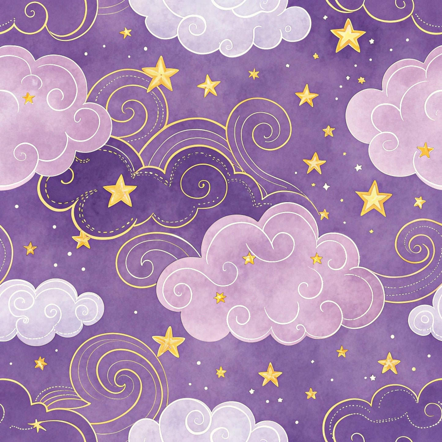 Starry Purple Skies Pattern 5 Quilting Cotton Fabric
