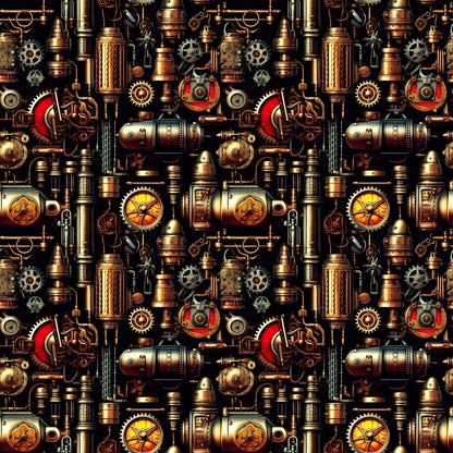 Steampunk Pipes Pattern 2 Quilting Cotton Fabric