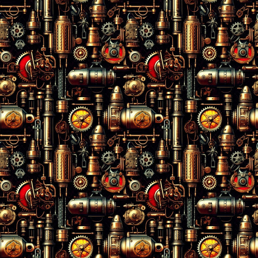 Steampunk Pipes Pattern 2 Quilting Cotton Fabric