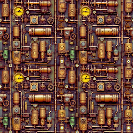 Steampunk Pipes Pattern 3 Quilting Cotton Fabric