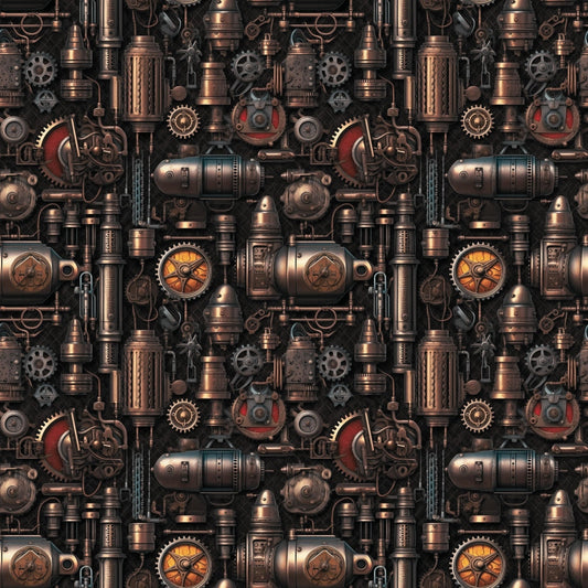 Steampunk Pipes Pattern 5 Quilting Cotton Fabric