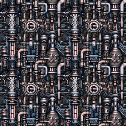 Steampunk Pipes Pattern 6 Quilting Cotton Fabric