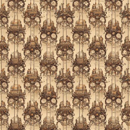 Steampunk Pipes Pattern 8 Quilting Cotton Fabric