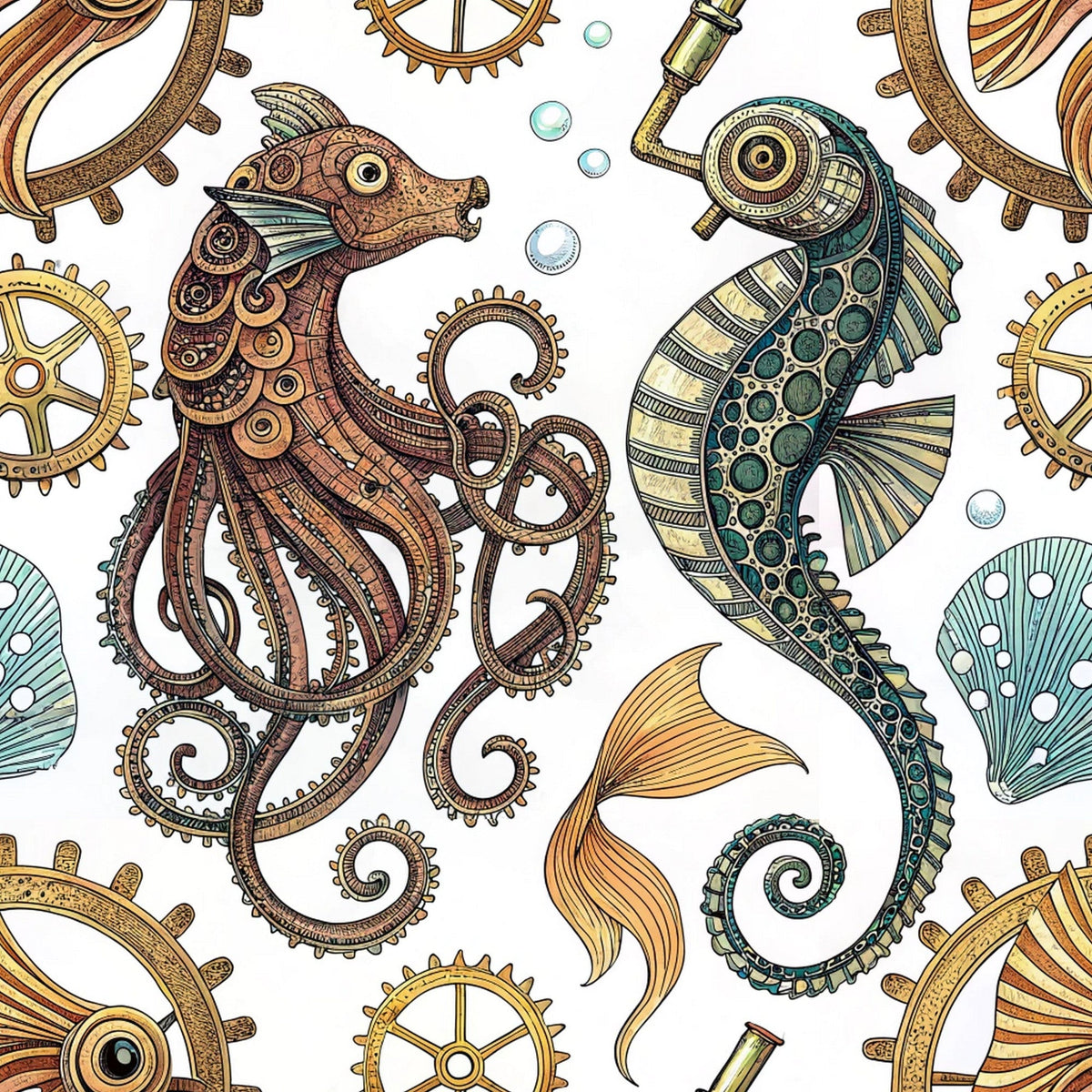 Clockwork Tides Pattern 1 Minky Fabric