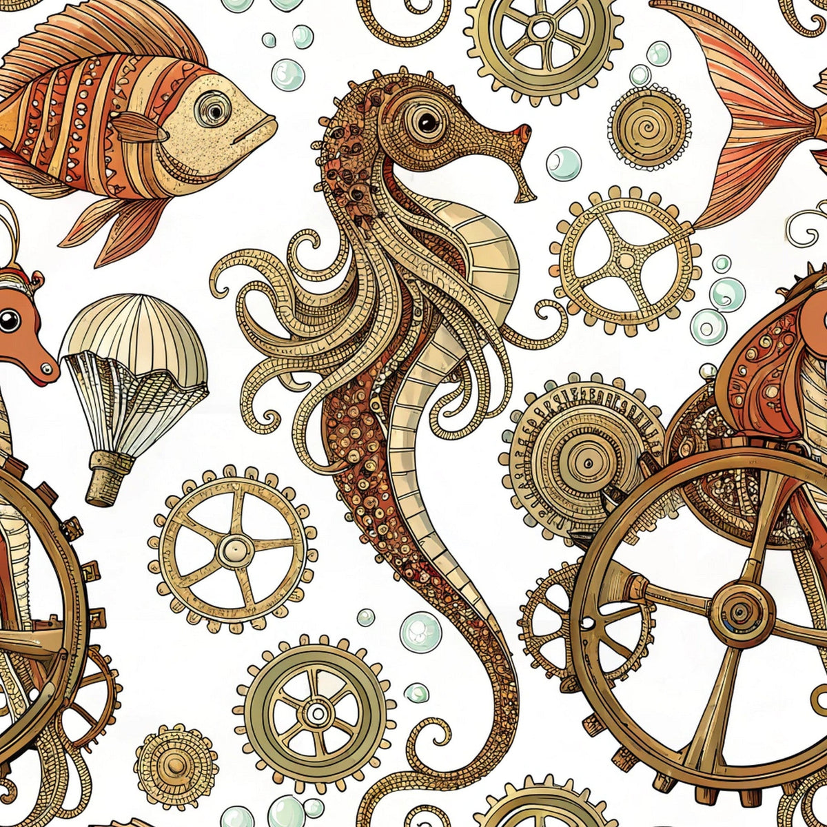 Clockwork Tides Pattern 2 Minky Fabric