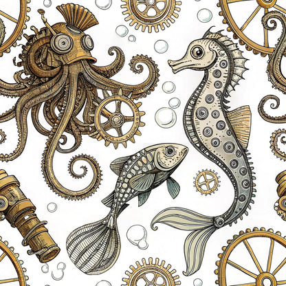 Clockwork Tides Pattern 3 Minky Fabric