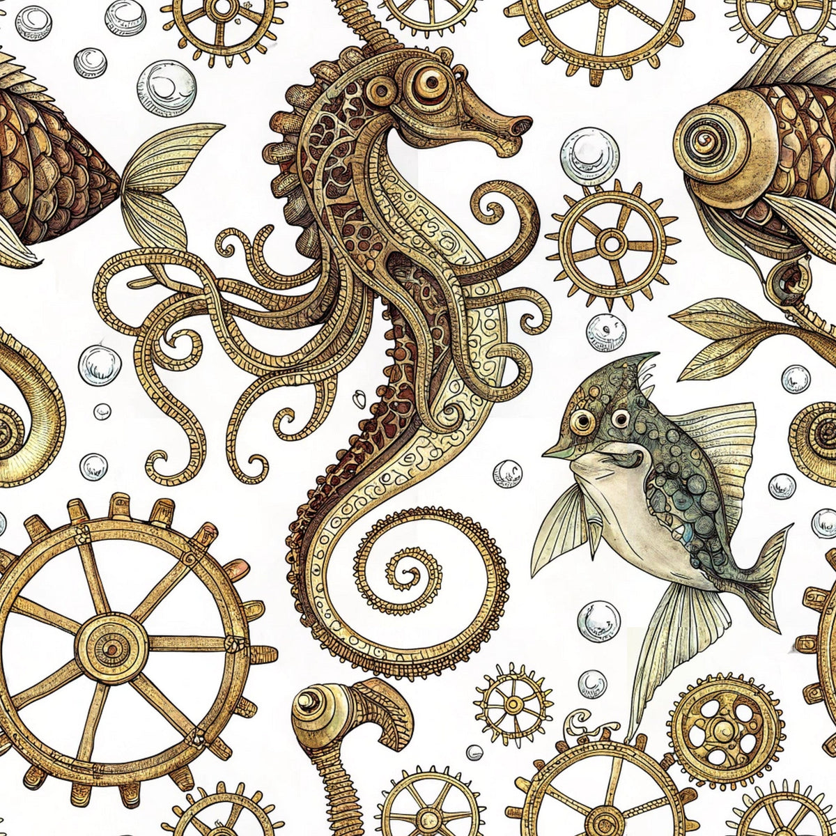 Clockwork Tides Pattern 4 Minky Fabric