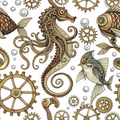 Clockwork Tides Pattern 4 Minky Fabric