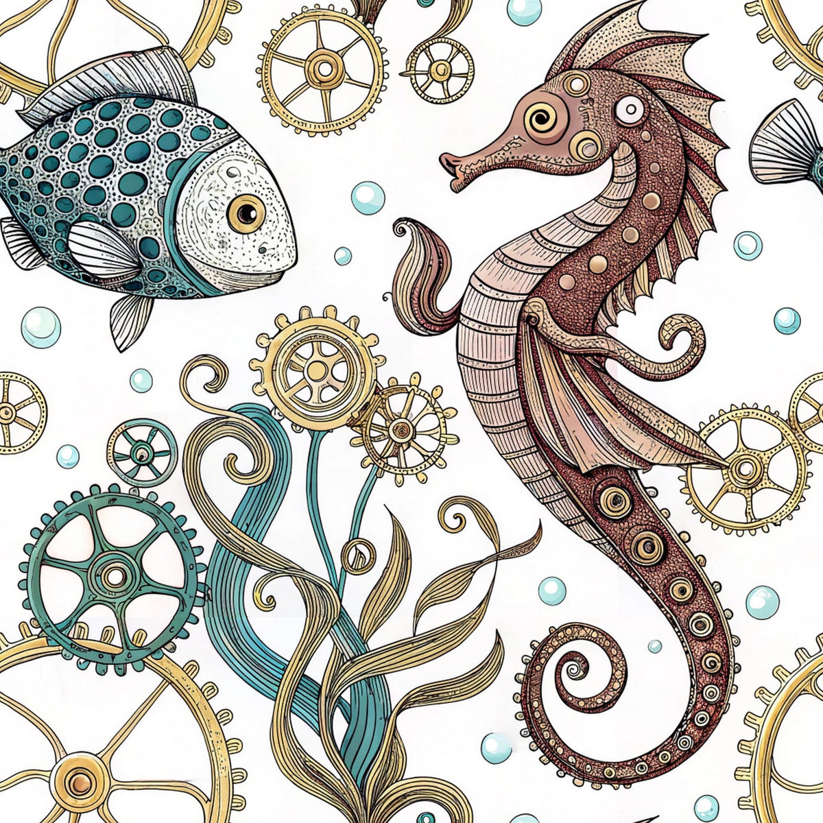 Clockwork Tides Pattern 5 Minky Fabric