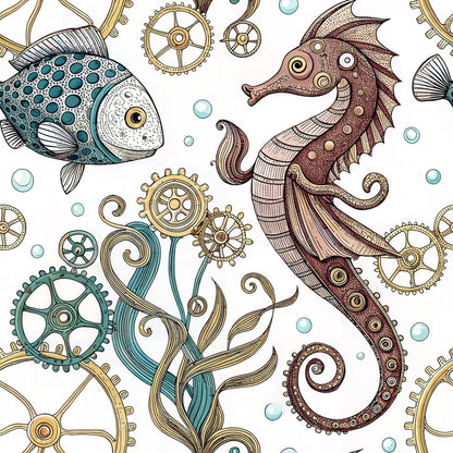 Clockwork Tides Pattern 5 Minky Fabric