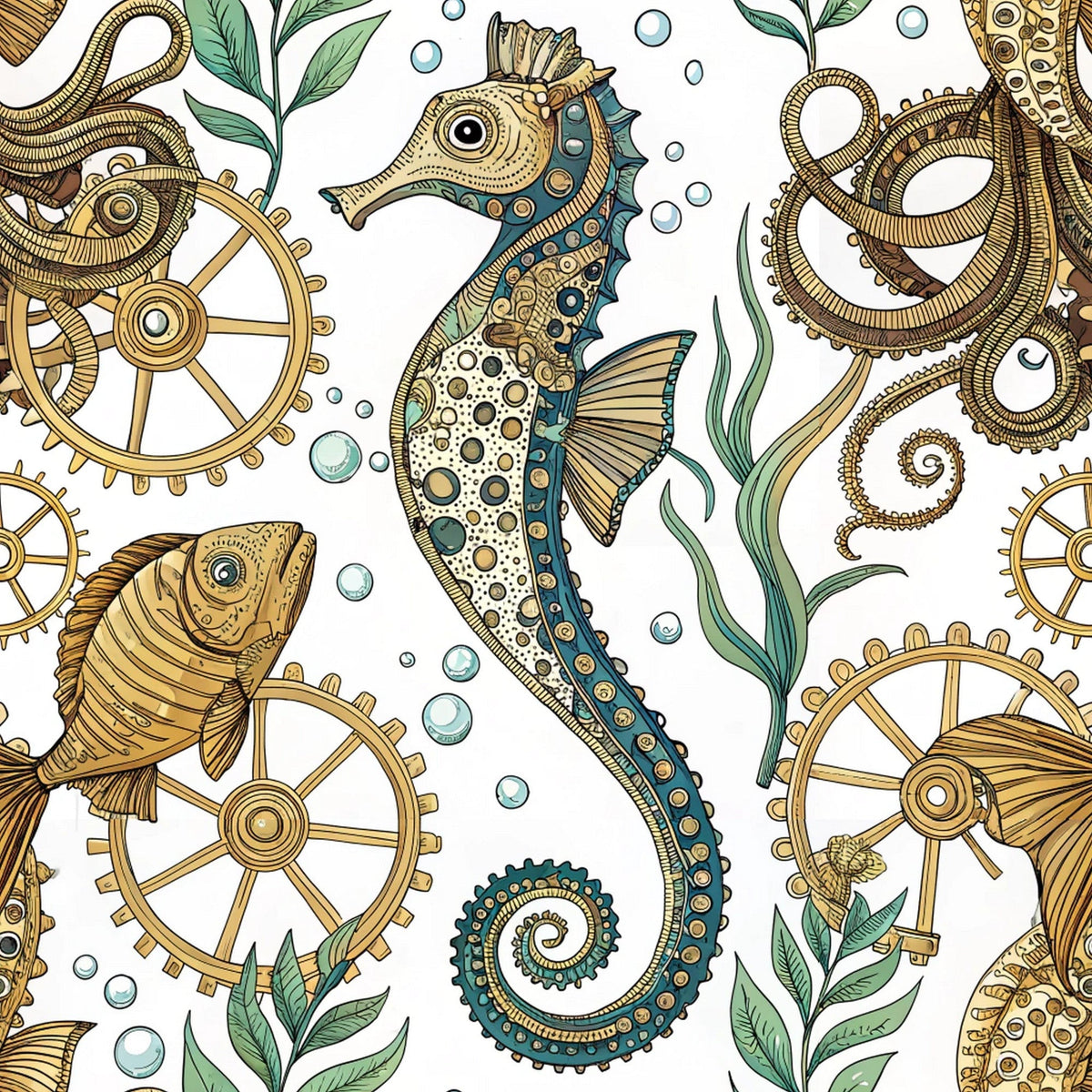 Clockwork Tides Pattern 6 Minky Fabric