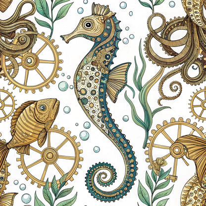 Clockwork Tides Pattern 6 Minky Fabric