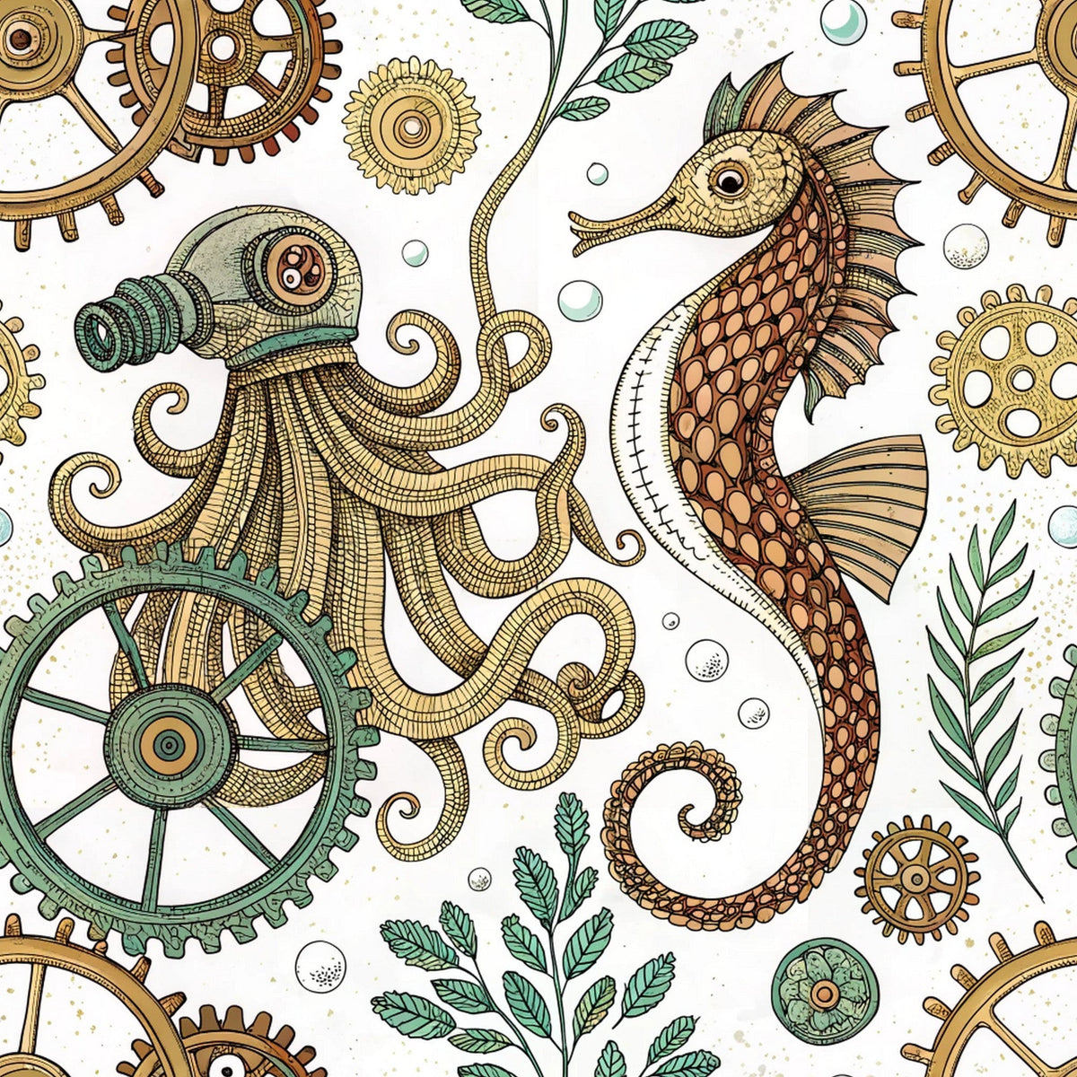 Clockwork Tides Pattern 7 Minky Fabric