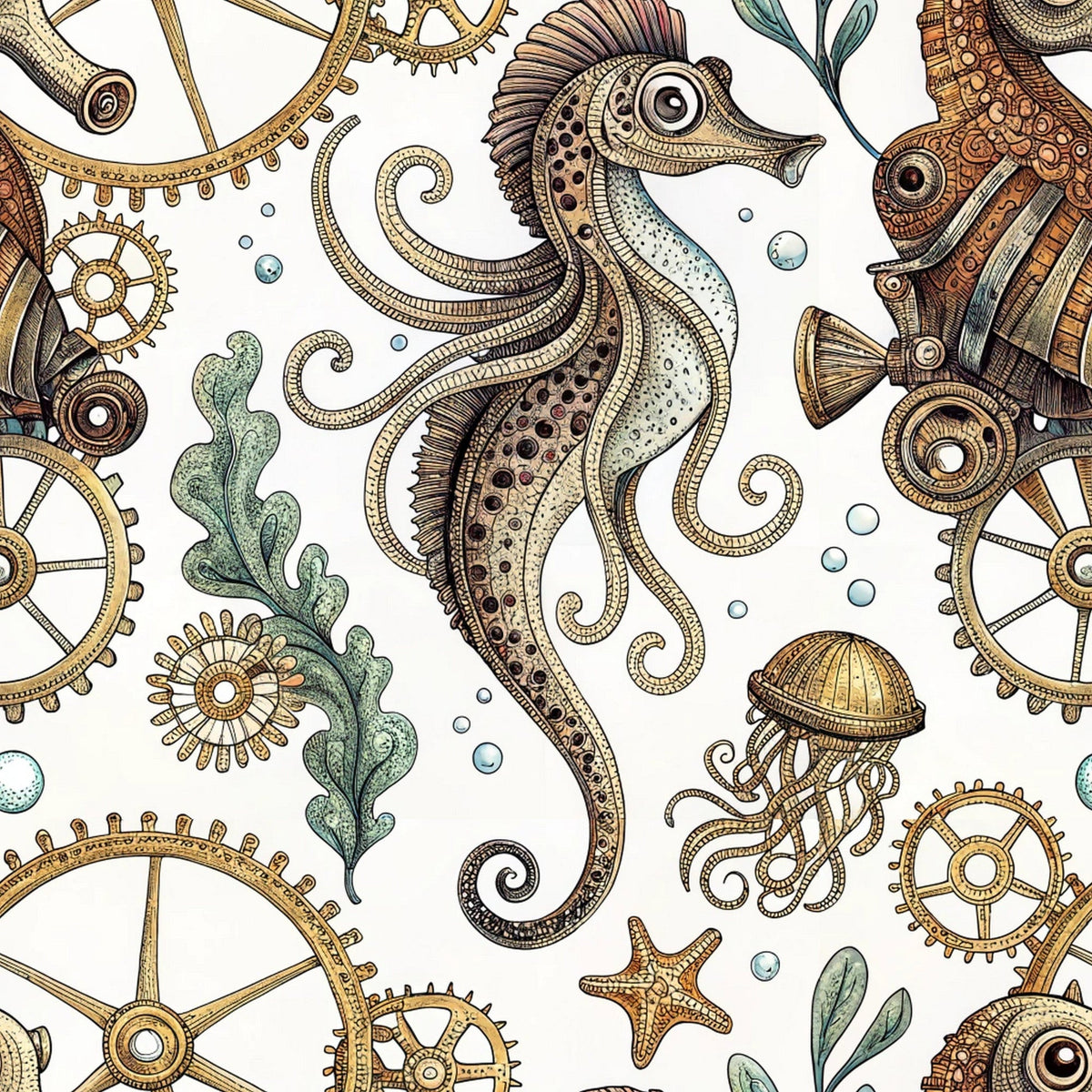 Clockwork Tides Pattern 8 Minky Fabric