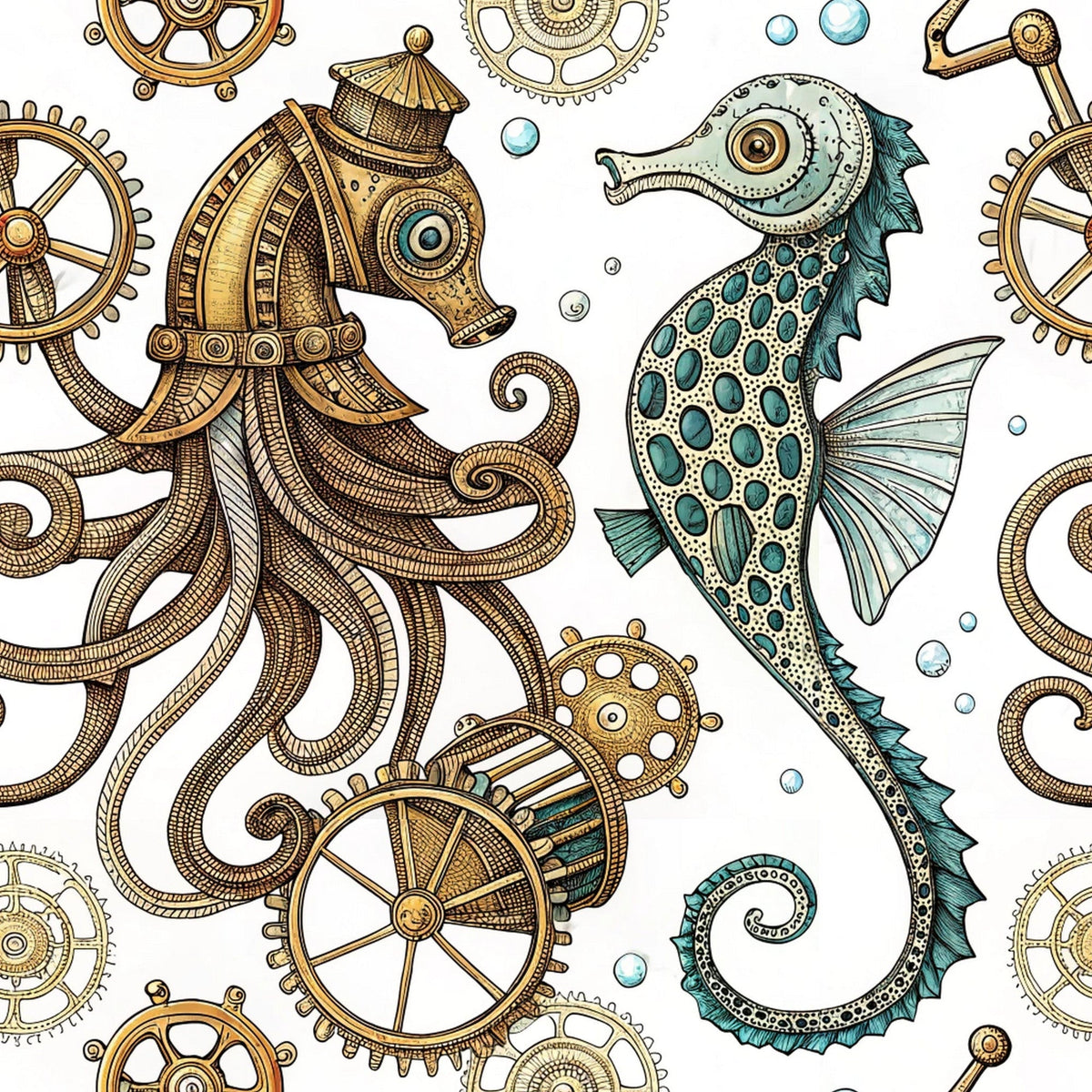 Clockwork Tides Pattern 9 Minky Fabric