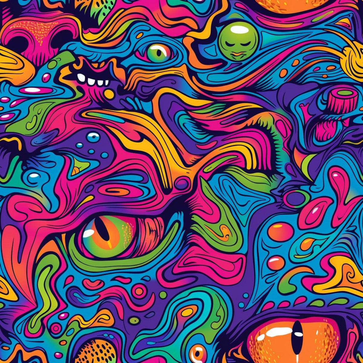 Psychedelic Whiskers Pattern 13 Minky Fabric