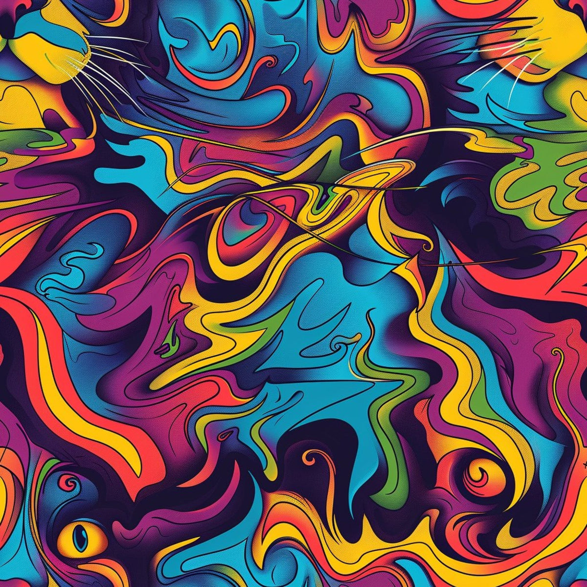 Psychedelic Whiskers Pattern 1 Minky Fabric