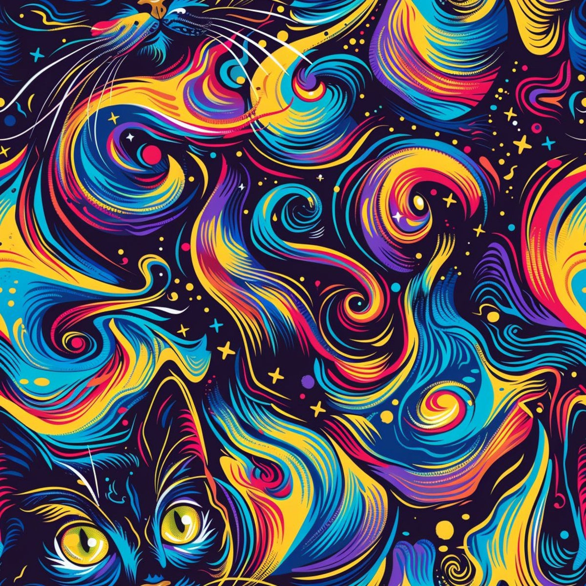 Psychedelic Whiskers Pattern 2 Minky Fabric