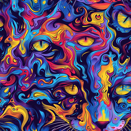 Stoner Cat Abstract Pattern 6 Quilting Cotton Fabric