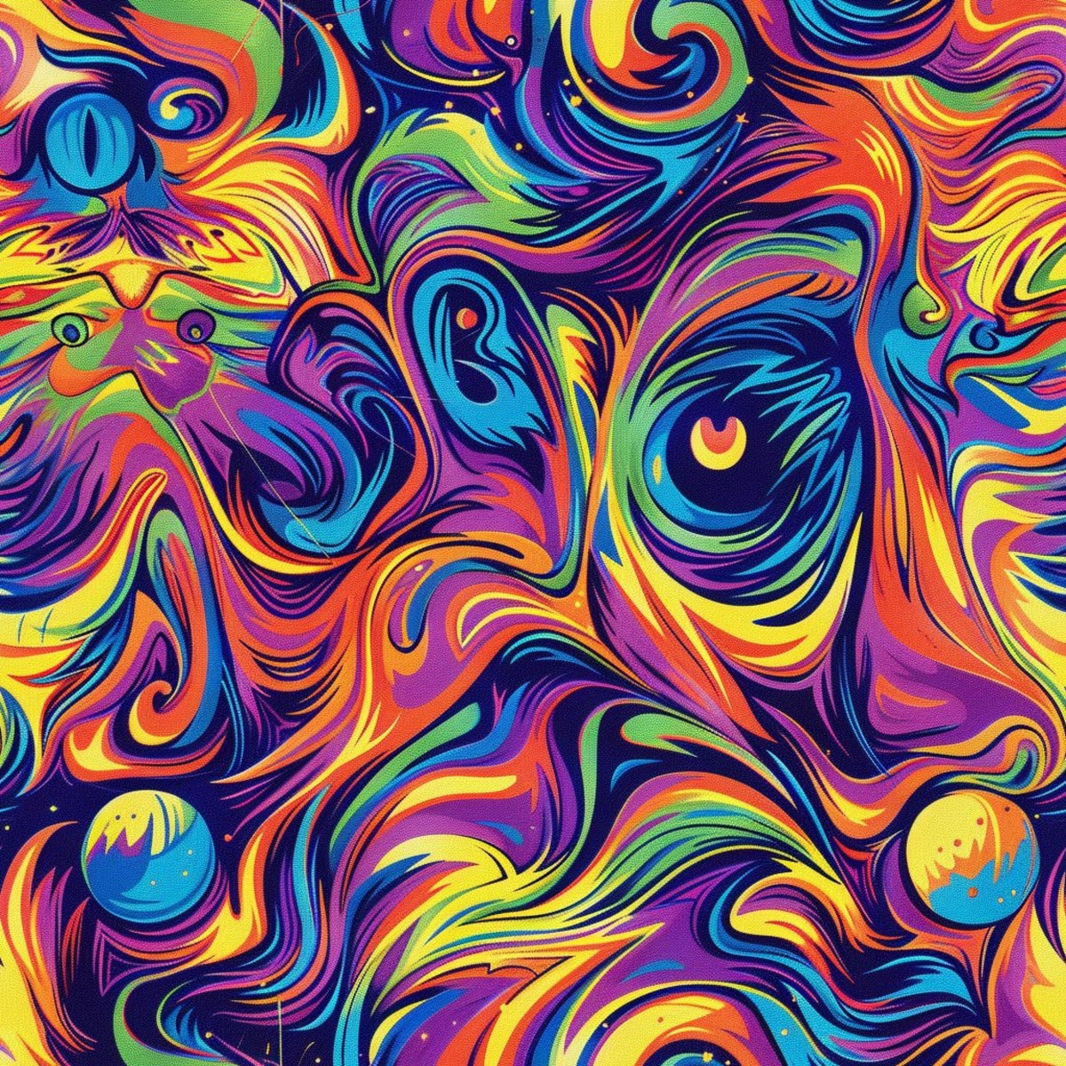 Psychedelic Whiskers Pattern 8 Minky Fabric