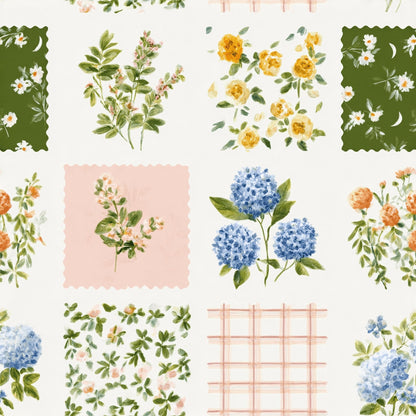 Garden Stamps Pattern 1 Minky Fabric