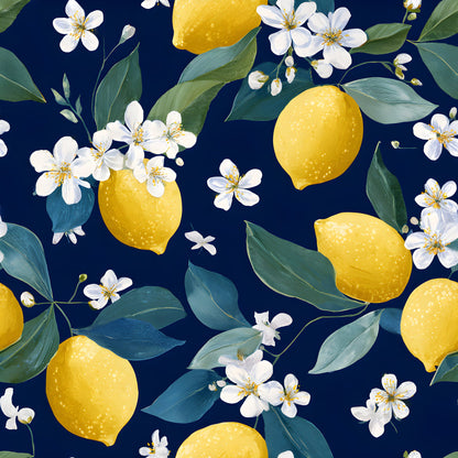 Summer Portuguese Azulejo Lemon Pattern 11 Quilting Cotton Fabric