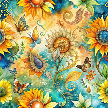 Golden Paisley Garden Pattern 11 Minky Fabric
