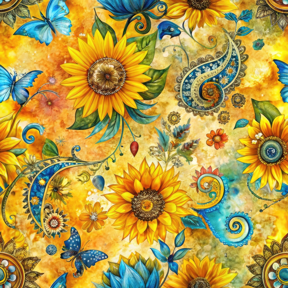 Golden Paisley Garden Pattern 1 Minky Fabric