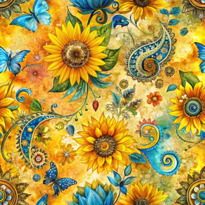 Golden Paisley Garden Pattern 1 Minky Fabric