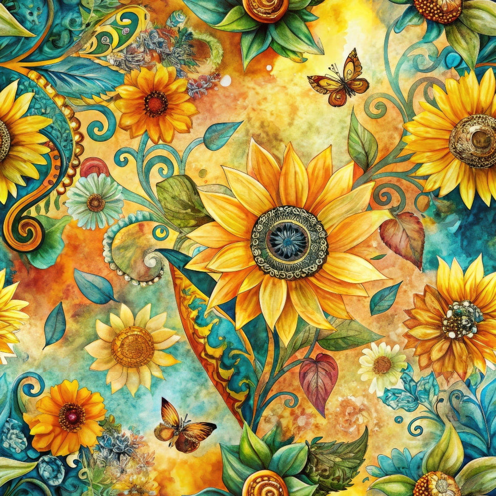 Golden Paisley Garden Pattern 2 Minky Fabric