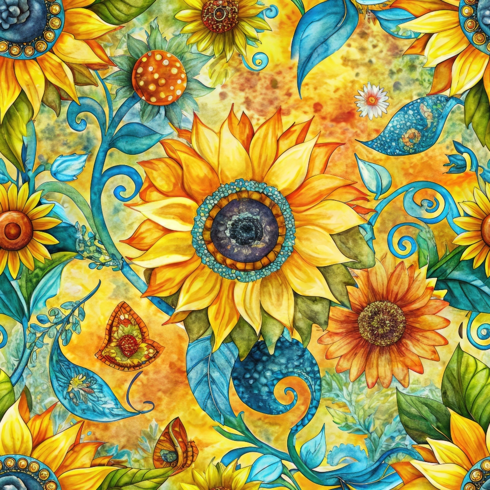 Golden Paisley Garden Pattern 4 Minky Fabric