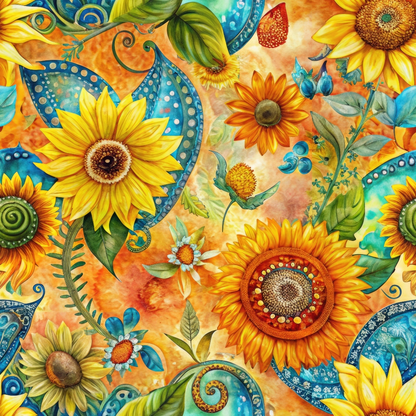 Golden Paisley Garden Pattern 6 Minky Fabric