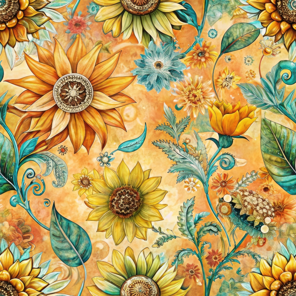 Golden Paisley Garden Pattern 7 Minky Fabric
