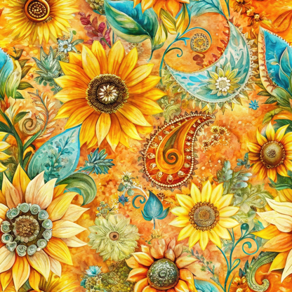 Golden Paisley Garden Pattern 8 Minky Fabric
