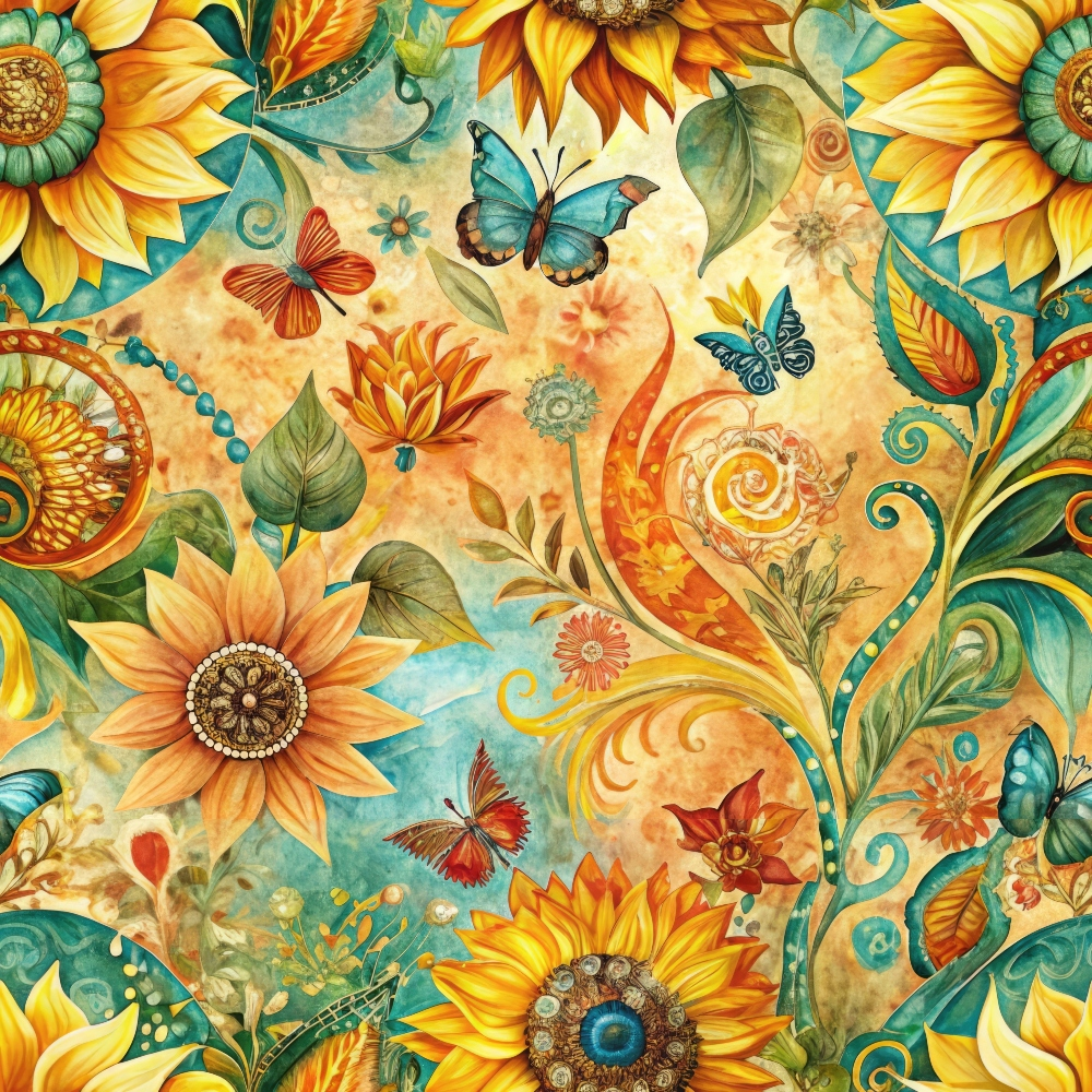 Golden Paisley Garden Pattern 9 Minky Fabric