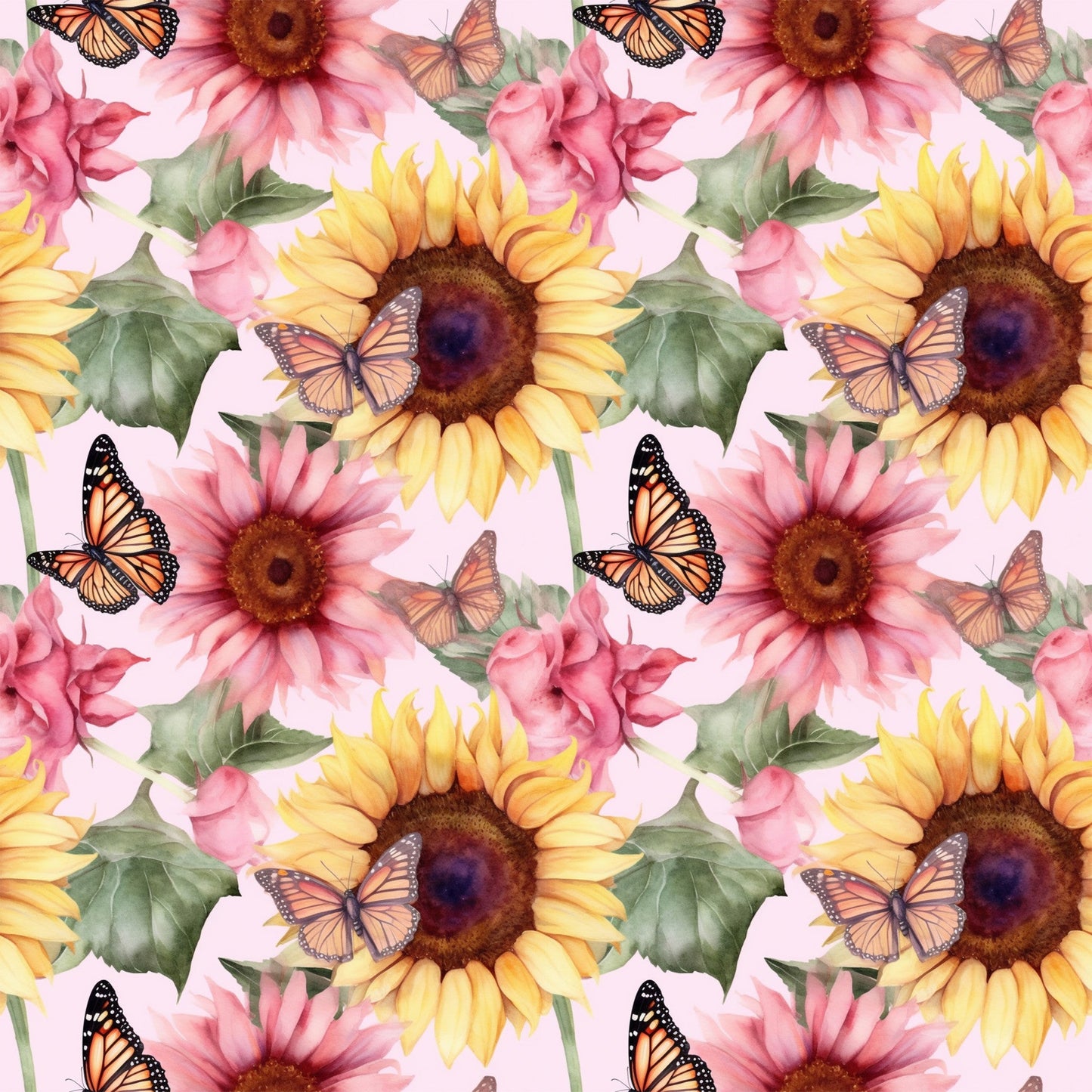 Sunflower and Butterfly Pattern 19 Quilting Cotton Fabric