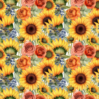 Sunflower and Butterfly Pattern 22 Quilting Cotton Fabric