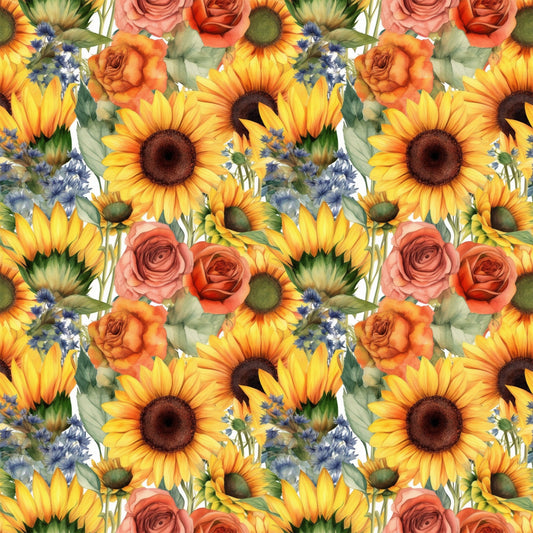 Sunflower and Butterfly Pattern 22 Quilting Cotton Fabric
