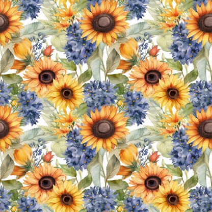 Sunflower and Butterfly Pattern 24 Quilting Cotton Fabric