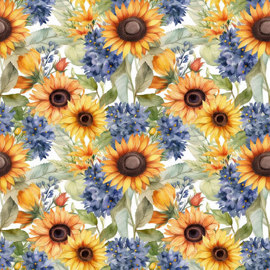 Sunflower and Butterfly Pattern 24 Quilting Cotton Fabric