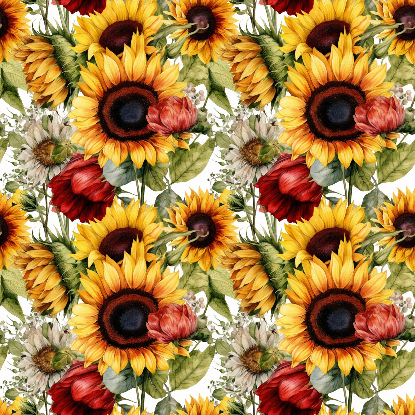 Sunflower and Butterfly Pattern 25 Quilting Cotton Fabric