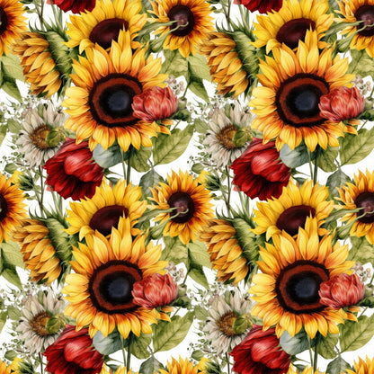 Sunflower and Butterfly Pattern 25 Quilting Cotton Fabric